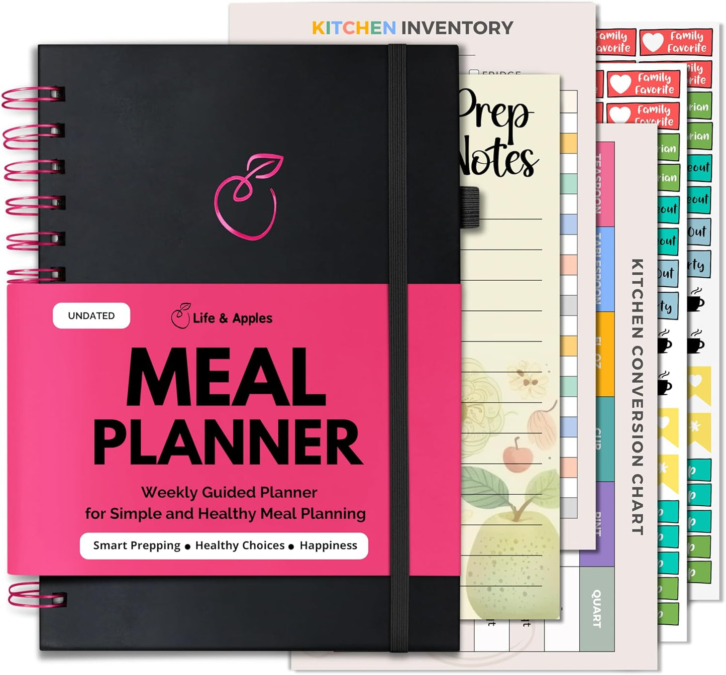 Life & Apples Weekly Meal Planner Notebook with Grocery List, Forest | Meal Planning Notebook, Meal Prep Journal and Food Planner to Organize a Weekly Menu, Grocery List and Family Meals