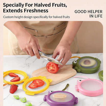 4pcs Fish-Shaped Silicone Food Storage Containers – Reusable Avocado Saver & Tomato Keeper Set – Airtight Fruit & Veggie Pods for Onion, Garlic, Lemon, Potato – Leak-Proof Freshness Lock for Fridge