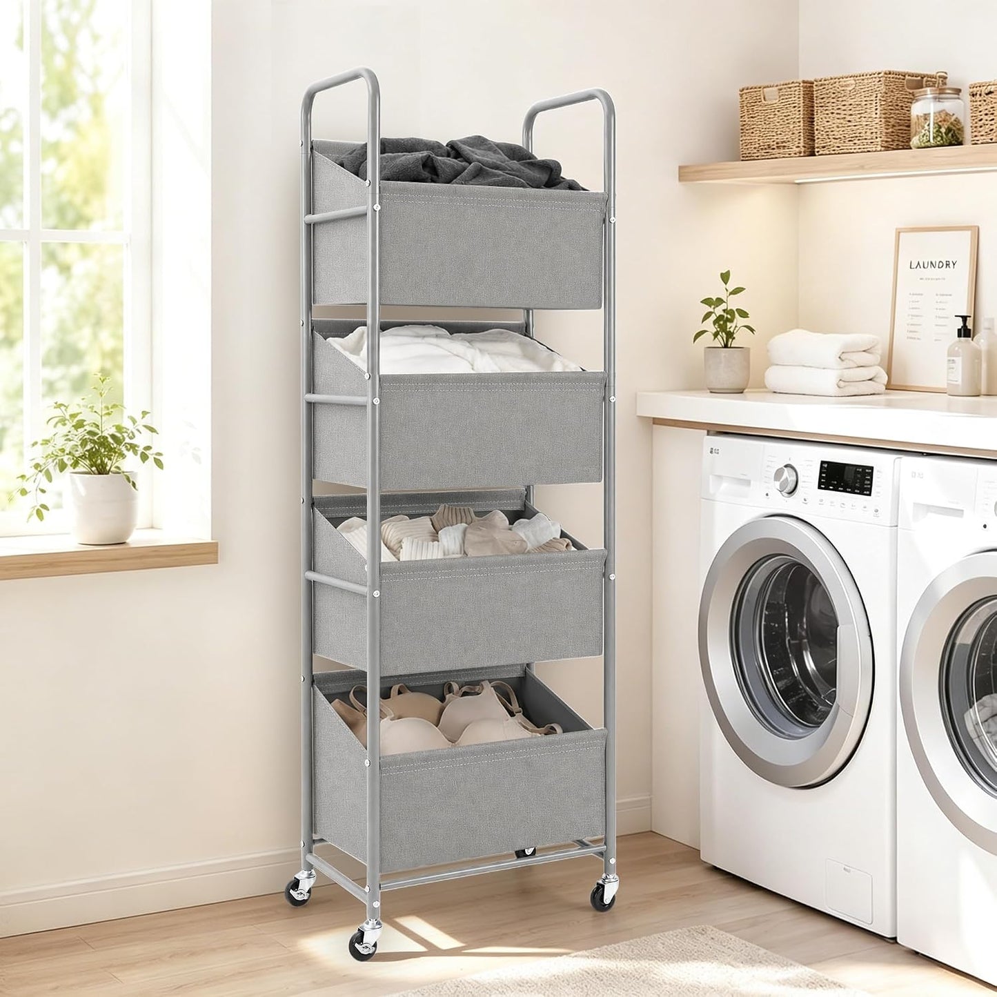 STO STO 3-Tier Vertical Rolling Laundry Hamper, Removable Bags, Black Mesh | 120L Capacity, Space-Saving Vertical Design, Rust-Resistant Steel Frame, Lockable Wheels, Ideal for Apartments & Small Spaces
