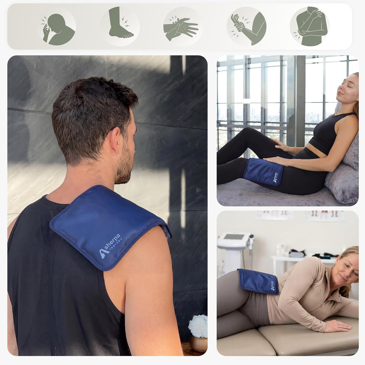 Medium Flexible Gel Ice Packs Reusable - Hot and Cold Soft Ice Packs for Injuries Reusable for Ankle, Arm, Foot, Leg, Back Pain Relief - 8" x 12" - Purple
