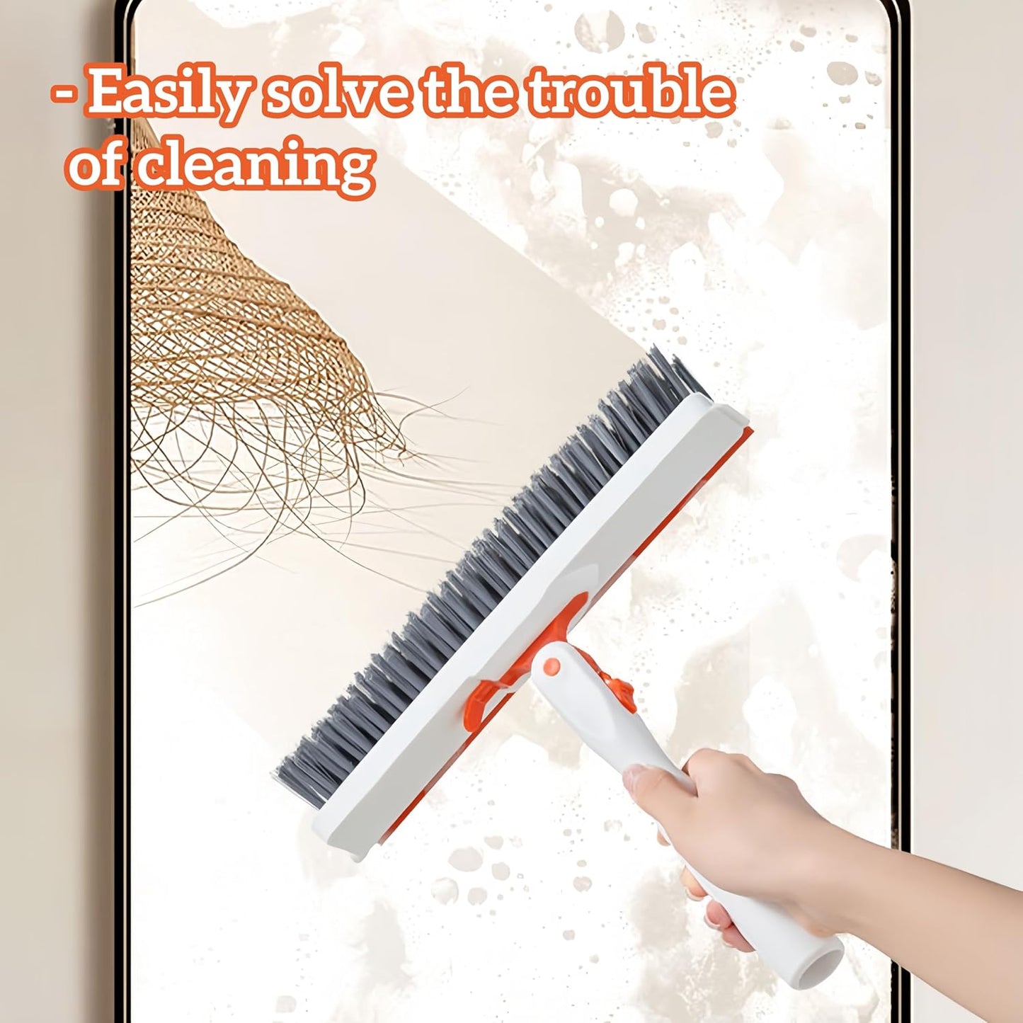 Grout Cleaning Brush with Adjustable Long Handle, V-Shaped Grout Scrub Brush for Tile Floors, 2 in 1 Stiff Bristle Scrub Brush for Crevice, Tile Line, Shower, Kitchen, Bathroom