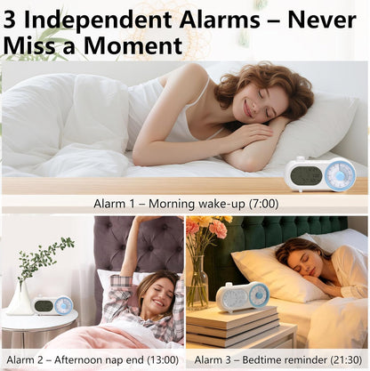 Lumuasky Digital Alarm Clock Visual Timer Silent Night Light with 60-Minute Countdown & 199-Day Count-Up, 3 Alarms, Snooze, Temperature Date Management Clock for Classroom, Home, Study (Blue)
