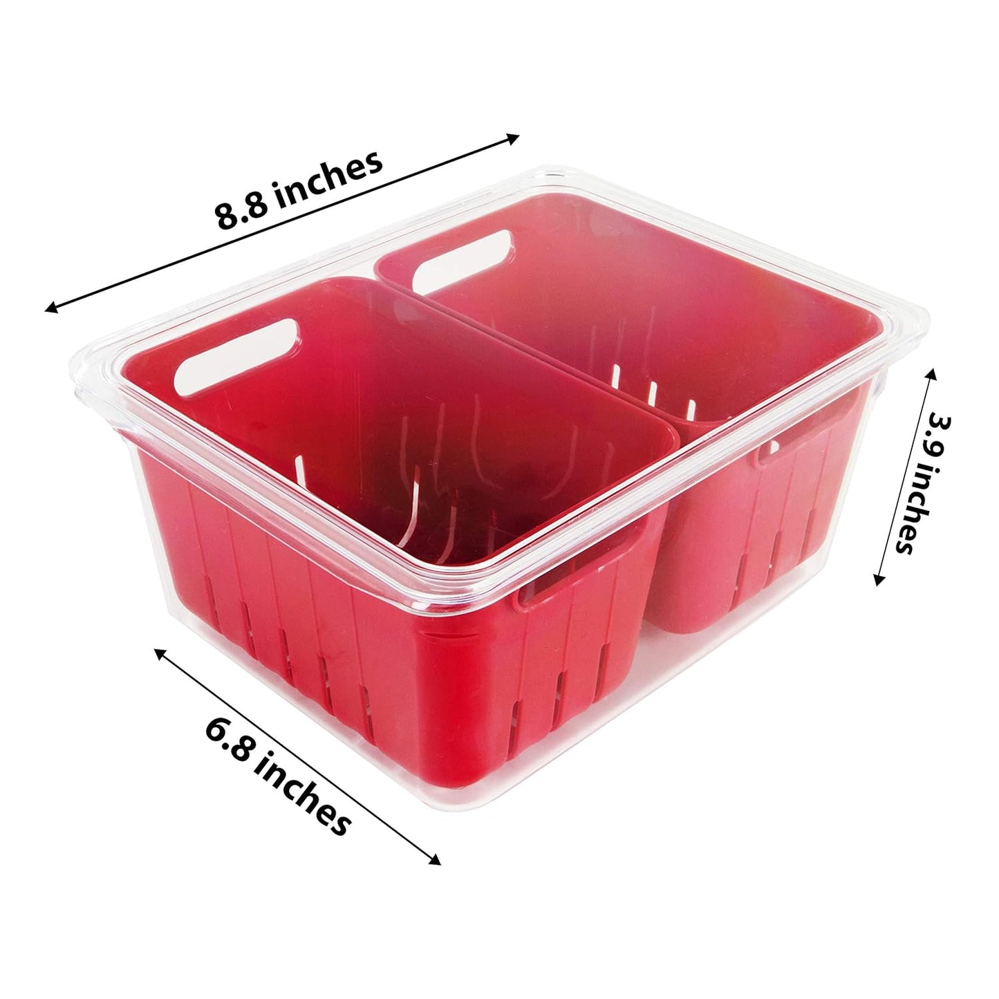 Kitchen Spaces Stackable Fridge Storage Colander Containers, Variety Pack | 3 Sizes to Store Fresh Produce, Organize Washed Fruits and Veggies, Snap and Seal Lids with Adjustable Vents, Hand Wash Only