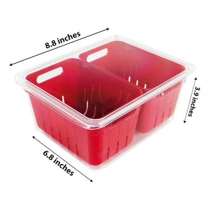 Kitchen Spaces Stackable Fridge Storage Colander Containers, Variety Pack | 3 Sizes to Store Fresh Produce, Organize Washed Fruits and Veggies, Snap and Seal Lids with Adjustable Vents, Hand Wash Only