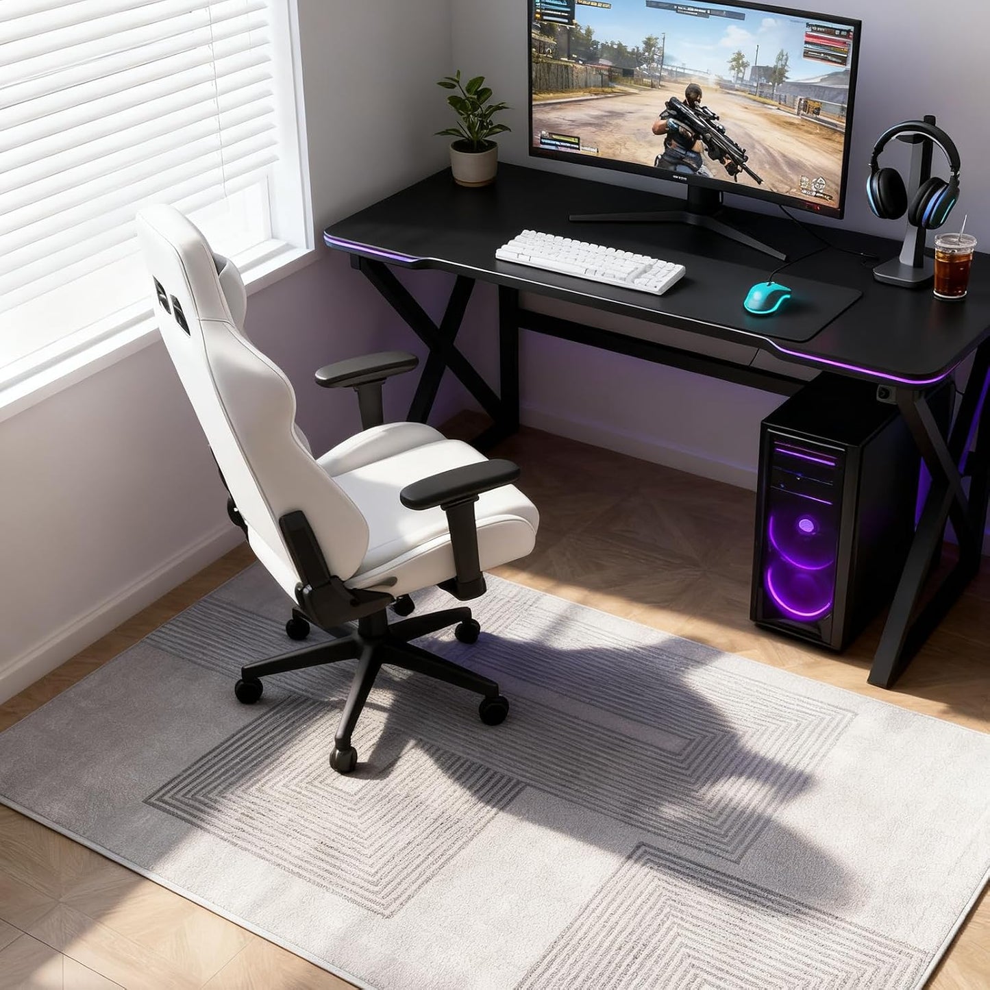 Electric Heated Carpet 35x55in Soft Plush Heating Rug 450W CX | Instant Warmth in 30s, 60 Heat Levels 12h Timer, Energy Efficient Safety Protection Ideal for Home Office Playroom 120V