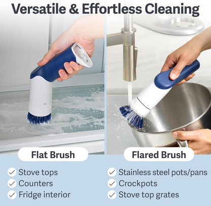 Casabella Power Spin Scrubber, Extendable to 47.5” – Cordless Electric Cleaner for Shower, Kitchen, Bathroom, Tile, Tub, Car, Deck - Rechargeable Spin Brush with Adjustable Brush Head & 4 Attachments