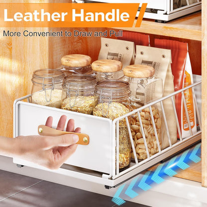 Pull out Cabinet Organizer,Heavy Duty Slide out Pantry Shelves Drawer Storage with Adhesive Nano Film,Sliding Mesh Cabinet Basket with Handle for Kitchen, Bathroom, Home, 11.8"W X 15.7"D X6.2"H,Black