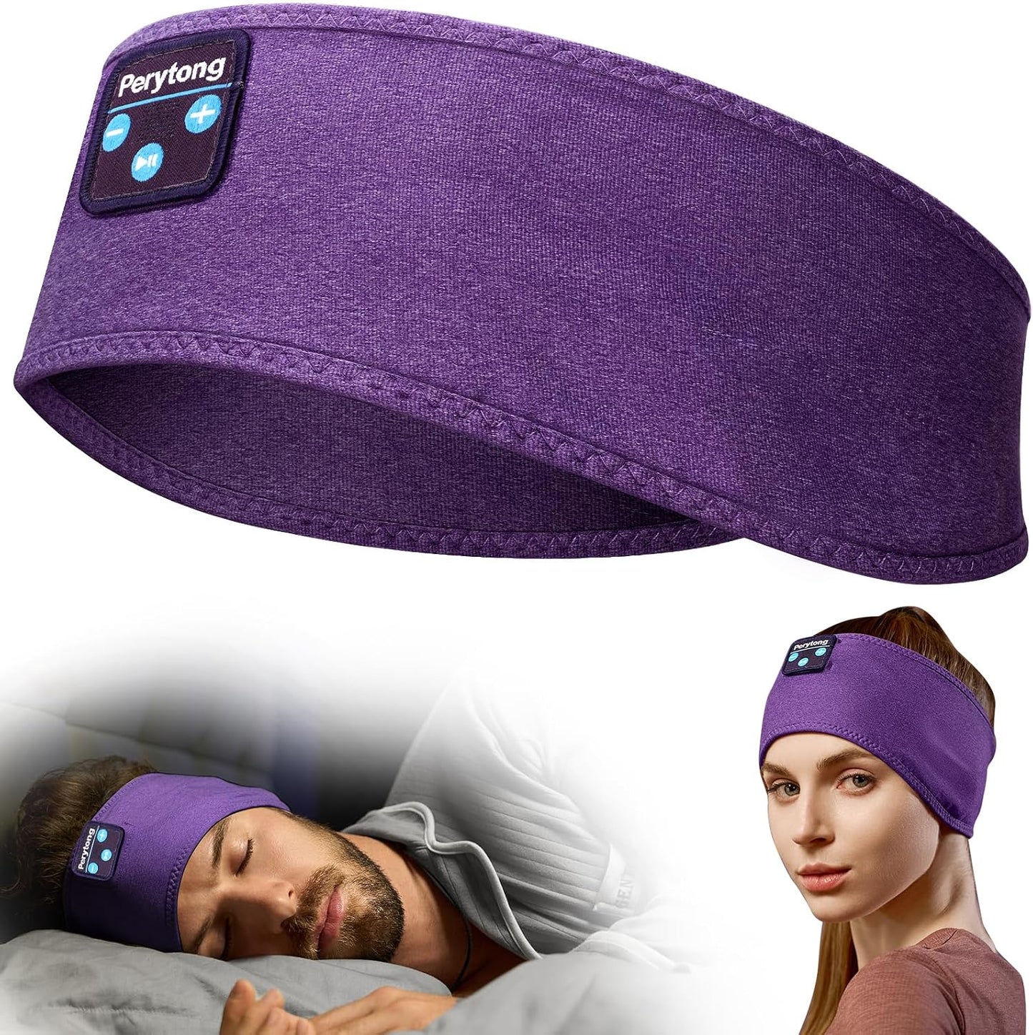 Perytong Sleeping Headphones Bluetooth Headband, Soft Long Time Play Sleeping Headsets with Built in Speakers Perfect for Workout,Running,Yoga,Travel, Darkgray