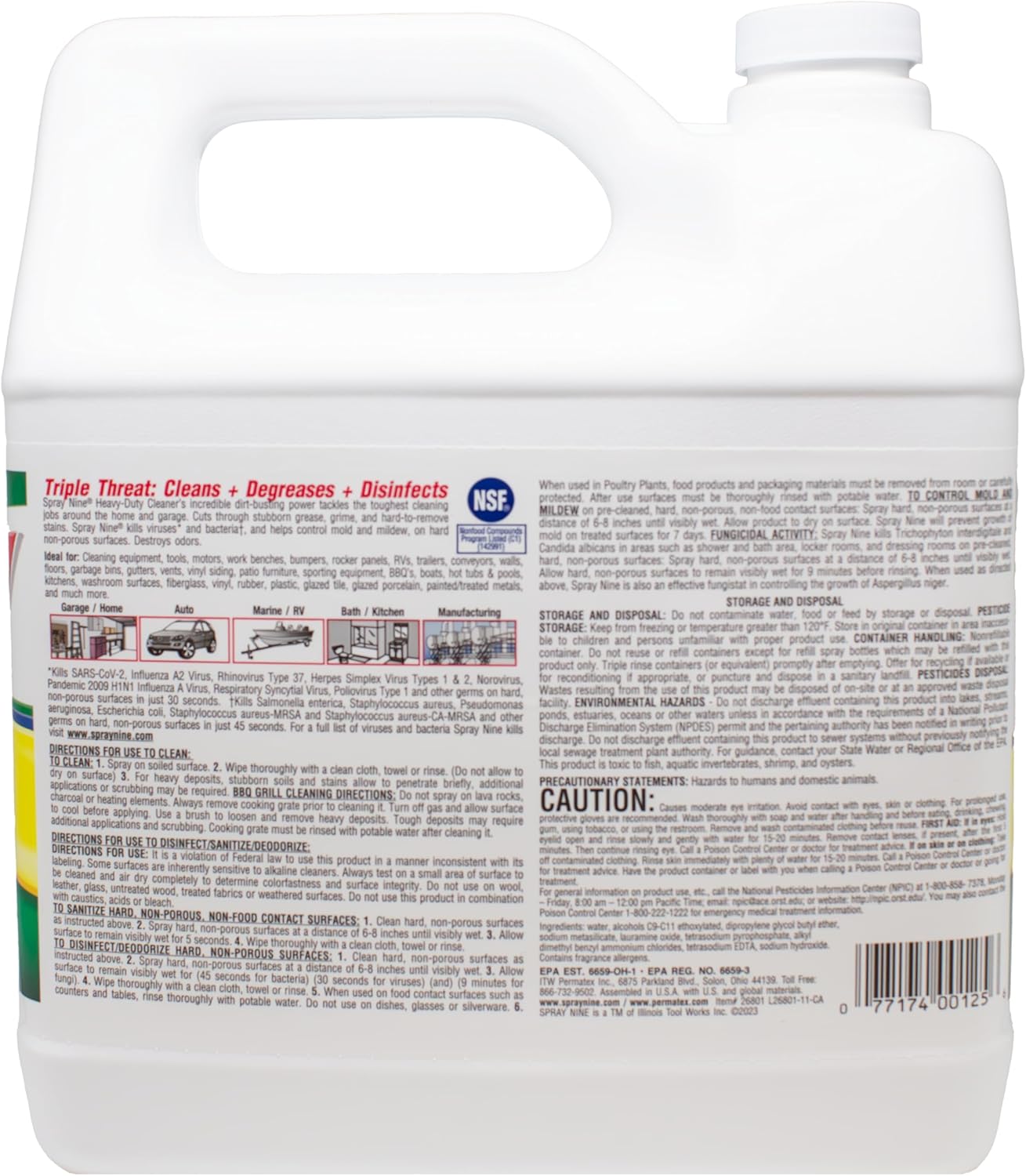 Spray Nine 26832 Heavy Duty Cleaner, Degreaser & Disinfectant for Kitchens, Bathrooms, Yard Equipment, Automotive & Industrial 32 Fl Oz. (Pack of 1)