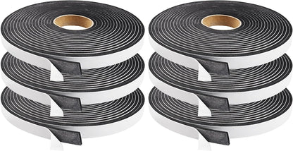 2 Rolls Foam Seal Tape for Door Window Insulation, Soundproof and Shockproof Foam Adhensive Strip, 3/8" Wx3/16 T Single Sided Foam Tape, Cold Air and Draft Closed Cell Seal Strip,Total 32FT