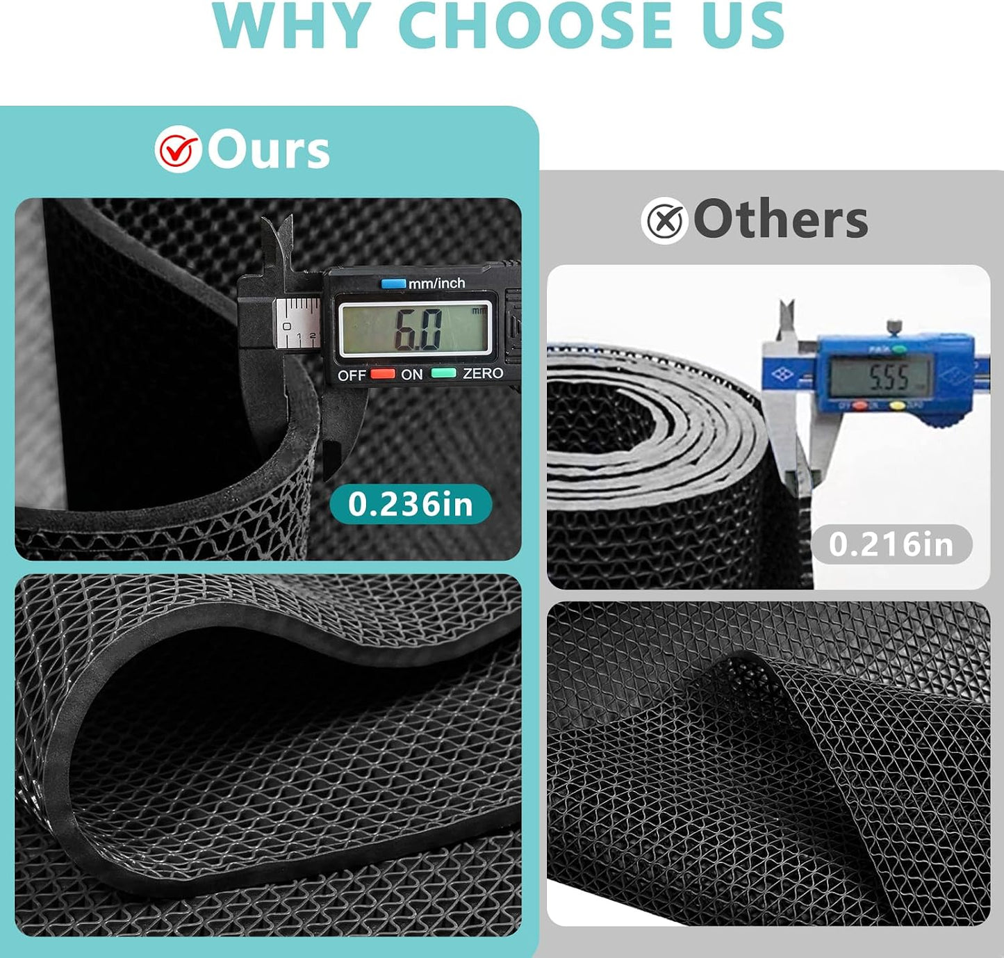 WochiTV Non Slip Drainage Mats PVC Pool Floor Mat 0.23'' Thick Outdoor Indoor Parking Space Mat for Bathroom Garage Basement Backyard Commercial Kitchen 3x16.6Ft