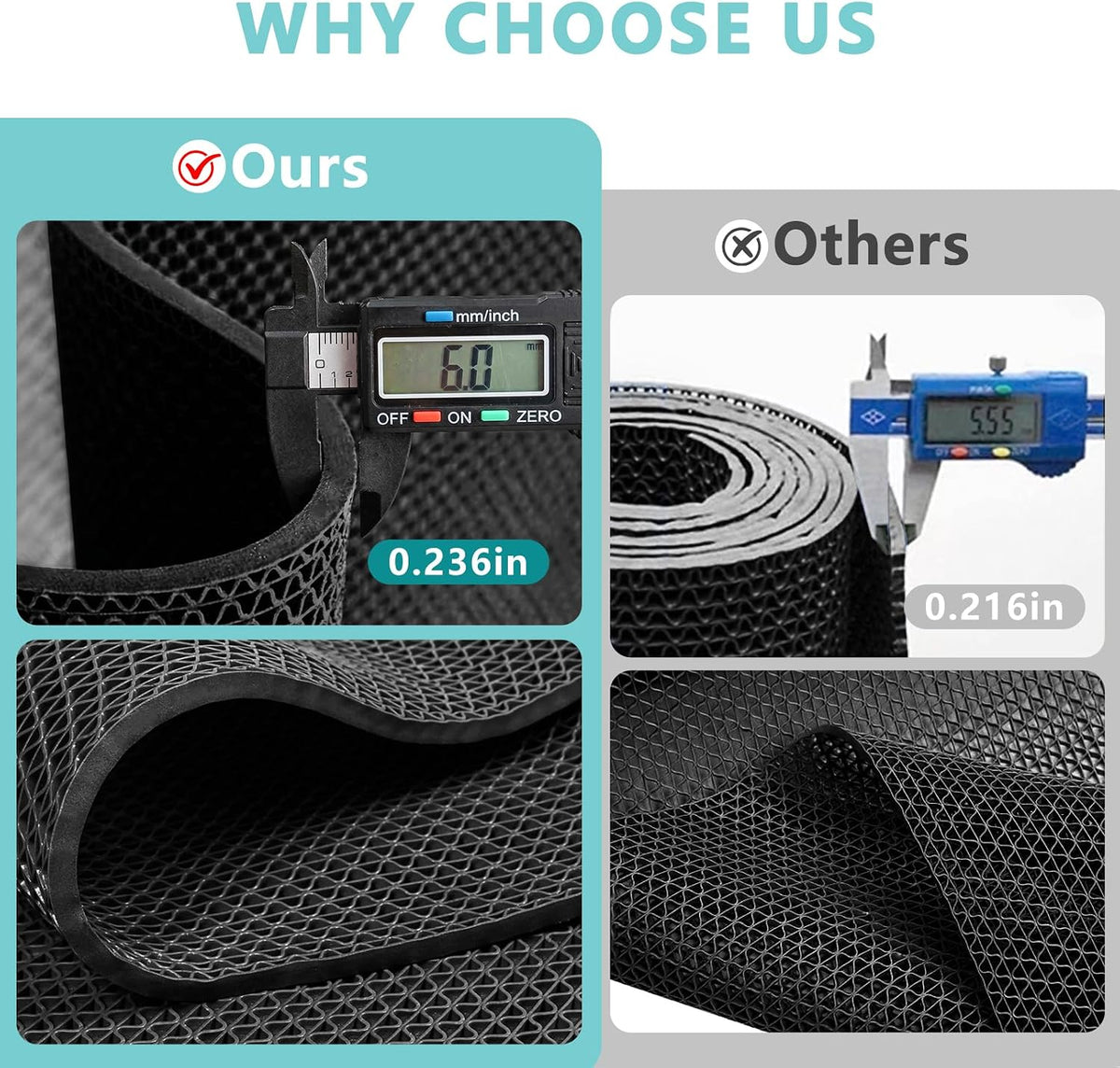 WochiTV Non Slip Drainage Mats PVC Pool Floor Mat 0.23'' Thick Outdoor Indoor Parking Space Mat for Bathroom Garage Basement Backyard Commercial Kitchen 3x16.6Ft