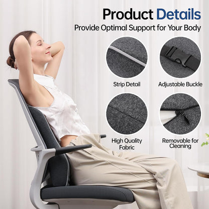 Soft Comfortable Memory Lumbar Support Pillow Back Cushion for Car & Office