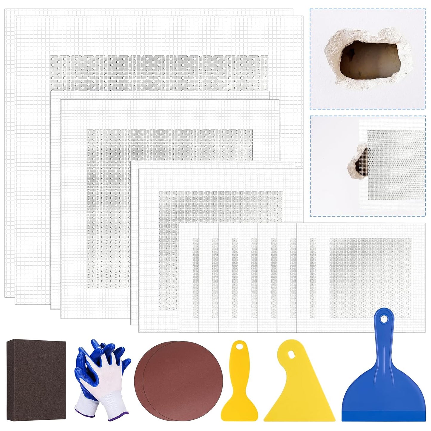 DIYSELF 9-Piece Spackle Wall Repair Kit, 7 oz White Touch Up Paste Set | Complete Repair Tools, Easy-to-Apply Wall Putty for Cracks, Nail Holes, Wall Filler for Gaps, Homes, Apartments and Renters