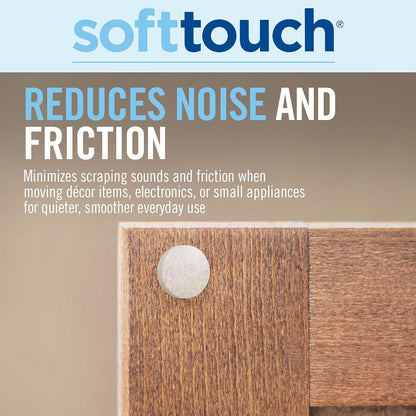 SoftTouch 3/8" Round Mini Self-Stick Furniture Slider Felt Pads for Hard Surfaces, Noise-Reducing Adhesive Furniture Moving Pads for Beds, Sofas, Dressers, 84-Count, Brown