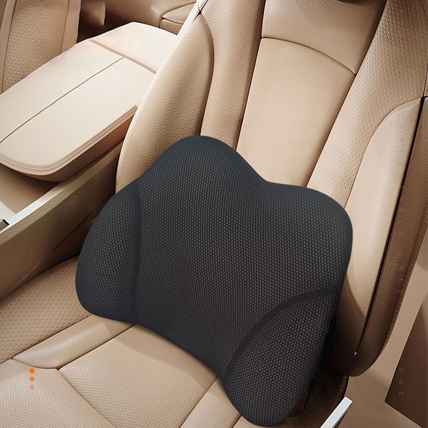 Super Cozy Lumbar Support Pillow for Car/Office Chair, 100% Memory Foam | Lumbar Pillow with Breathable Removable Cover, Ergonomic Design - Back Support for Back Pain Relief(Adjustable Strap, Black)