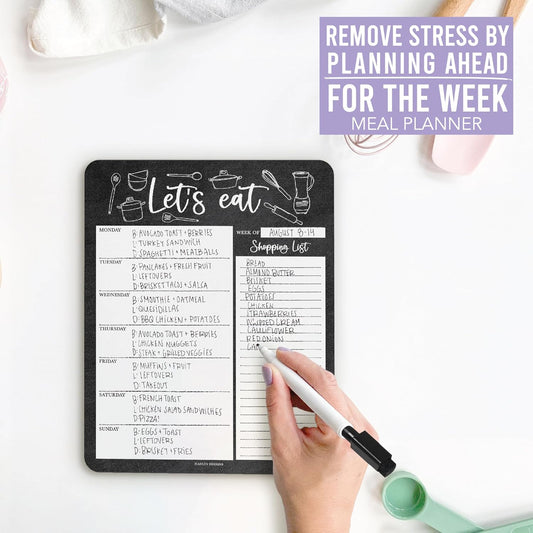 Hadley Designs Weekly Meal Planner for Fridge - Dinner Menu Board for Kitchen, Colorful Weekly Menu Board Dry Erase, Dry Erase Meal Planner for Fridge