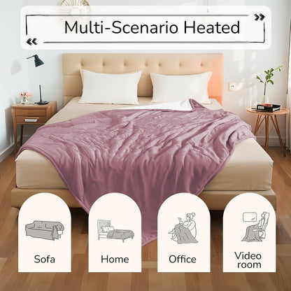 Electric Heated Blanket Full Size 72"x84" – Light Gray | ETL for Safe Overnight, 4 Heat Settings & 10H Auto Off, Dual-Sided Microplush Sherpa for Home Night, Machine washable