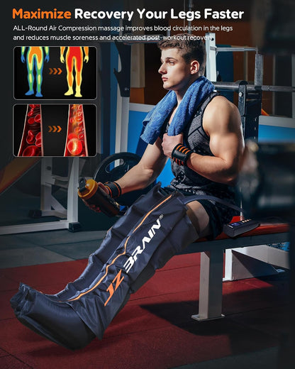 JZBRAIN Sequential Air Compression Recovery System : Professional Full Leg Compression Boots for Circulation and Pain Relief - Sequential Device for Muscle Relaxation - for Athletes,Women,Men