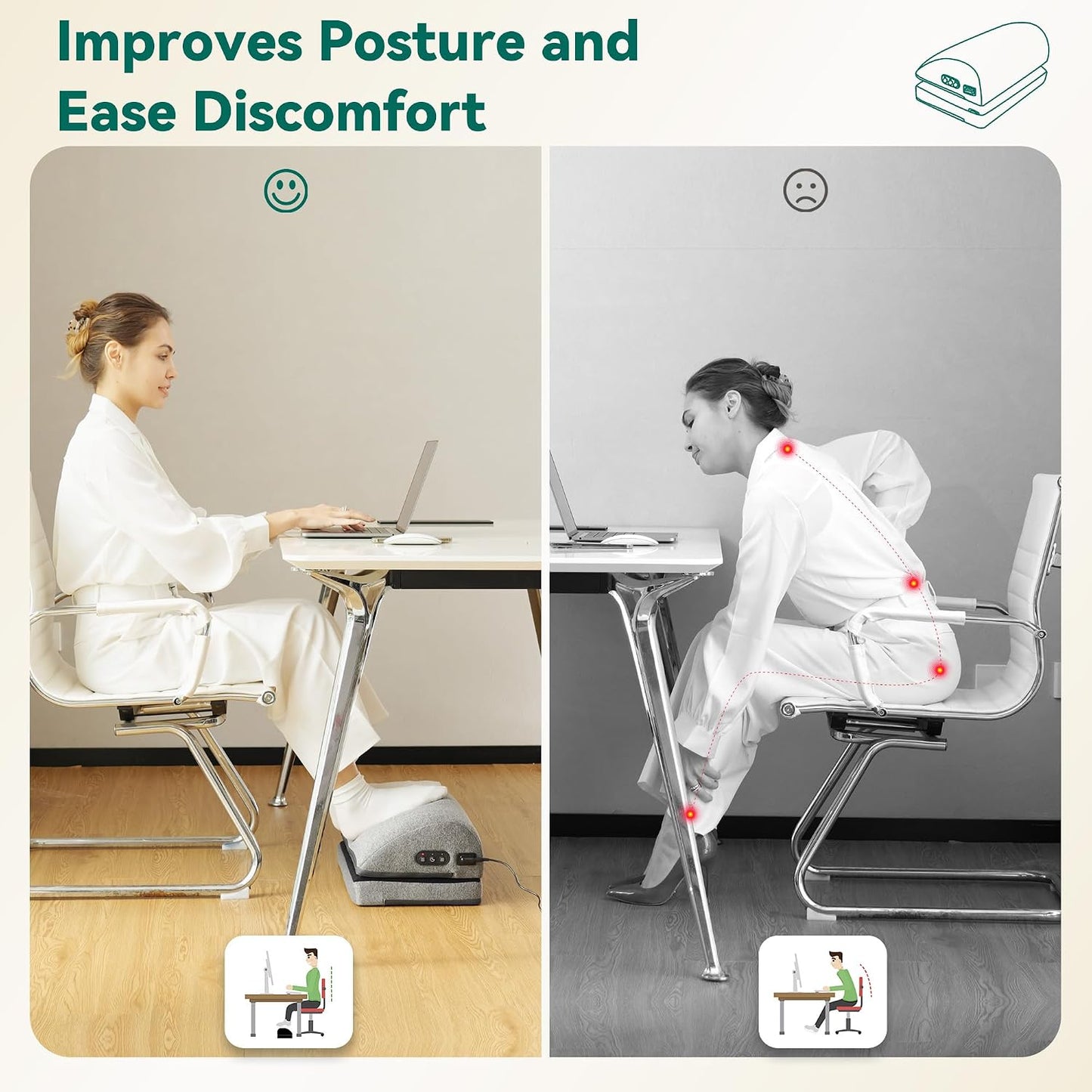 Snailax Heated Foot Rest Under Desk at Work, FSA Eligible Desk Foot Stool with Heat & Vibration Massage, Adjustable Heights Foot Warmer for Office Chair, Gaming Home Use