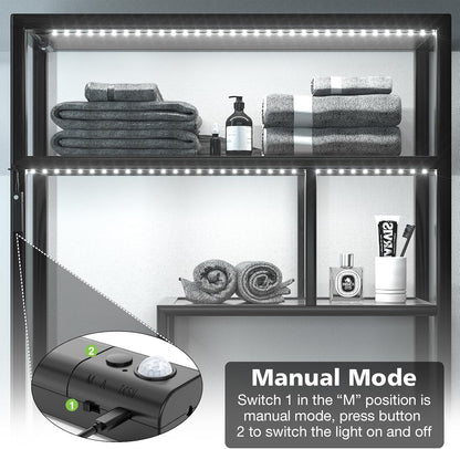 WOBANE Motion Sensor Stair Strip Lights,Rechargeable LED Closet Light,White