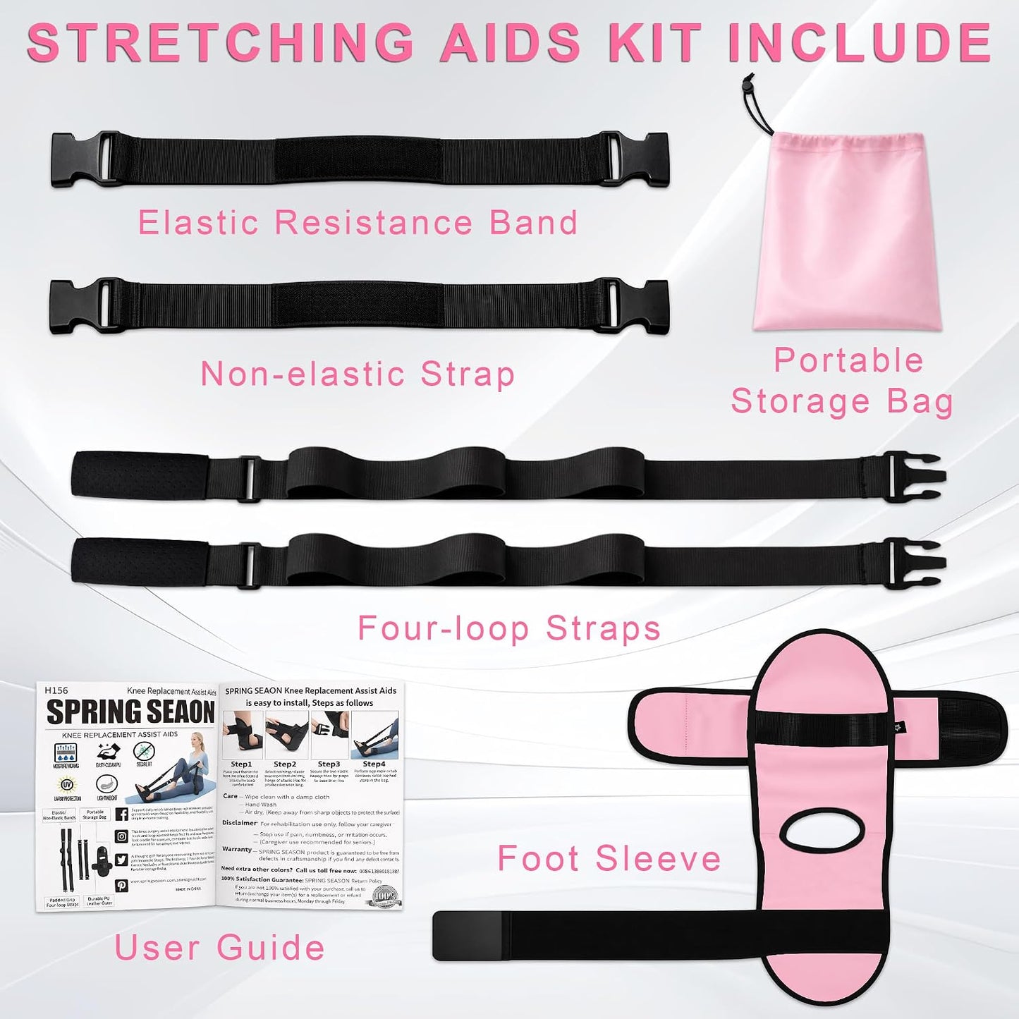 Knee Replacement Recovery Aids, Leg Stretcher Strap Kit | Adjustable Foot Cradle with 0 lb and 5 lb Resistance Bands, Range of Motion Training for Hip and Knee Exercises, Storage Bag
