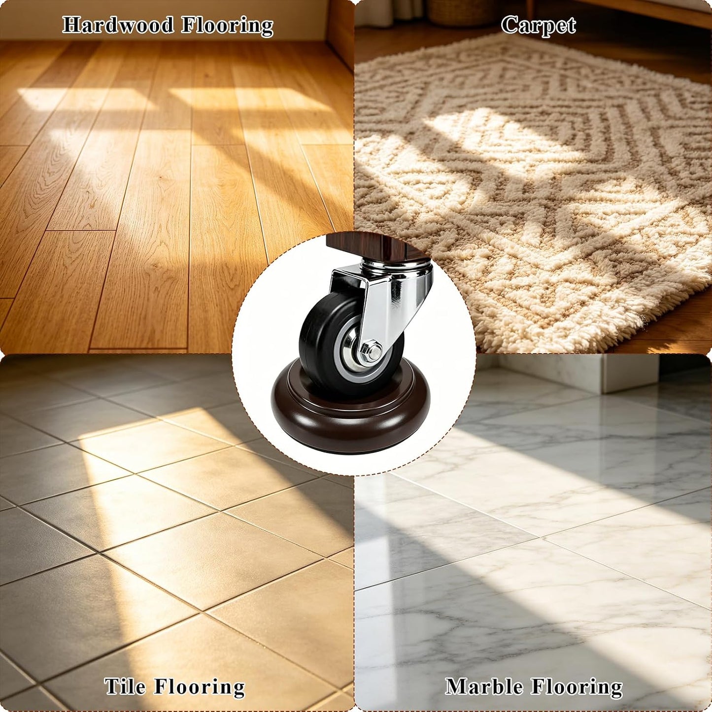 Piano Caster Cups Furniture Pads Upright Piano Caster Cups Wood Coasters Cups Floor Protectors for Furniture Furniture Floor Protectors (Walnut, 4)