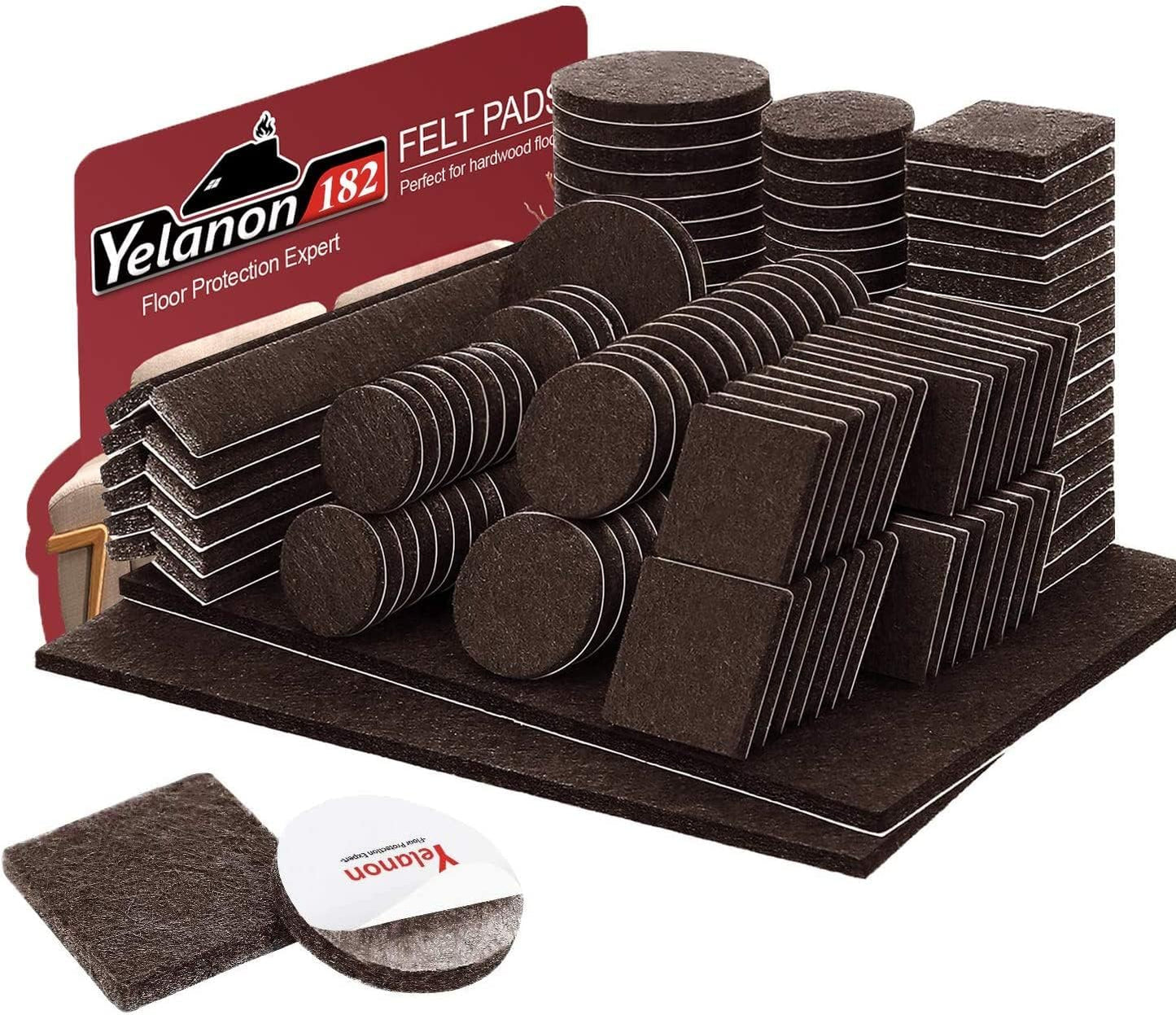 Felt Furniture Pads -182 Pcs Premium Felt Pads for Chair Legs Furniture, Floor Protectors for Hardwood Floors, Black