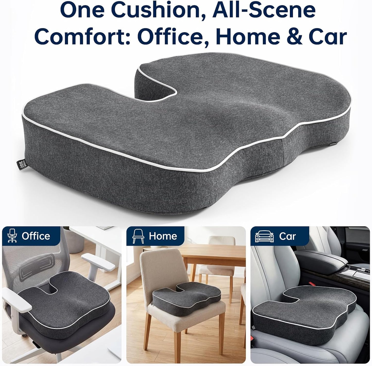 Hip Cushion Support,Everlasting Comfort,Tailbone Sciatica Relief Suitable | Breathable Material Memory Foam Core Skin-Friendly Non-Irritant Fabric Heat-Trapping Prevention Universal 46×36cm size