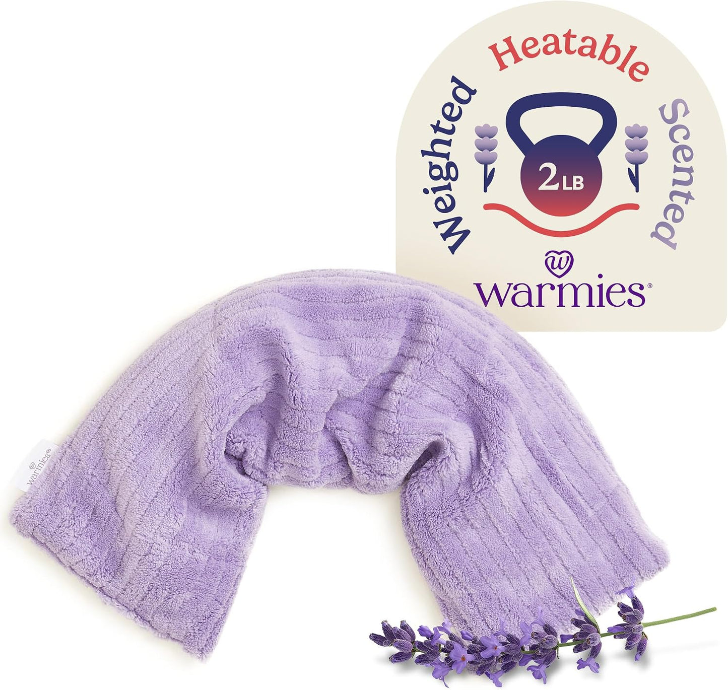 warmies Hot-Pak Microwavable Neck Wrap - Soothing Warm Compress with Scented Lavender - Cooling Neck Warmer for Relaxation - Microwave Heating Pad for Aches & Pains - Gray, Soft Cord, Pack of 1