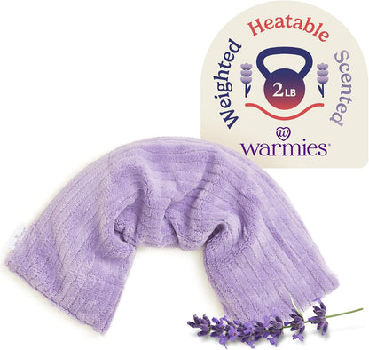 warmies Hot-Pak Microwavable Neck Wrap - Soothing Warm Compress with Scented Lavender - Cooling Neck Warmer for Relaxation - Microwave Heating Pad for Aches & Pains - Gray, Soft Cord, Pack of 1