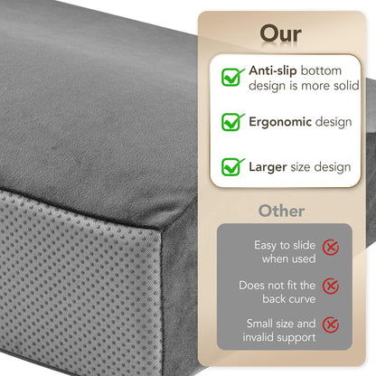 Lumbar Support Pillow for Recliner,Large Memory Foam Back Support Cushion for Sofa & Gaming Chair, Ergonomic Backrest Pillow for Elderly, Comfortable Couch Cushion with Machine Washable Cover,Gray