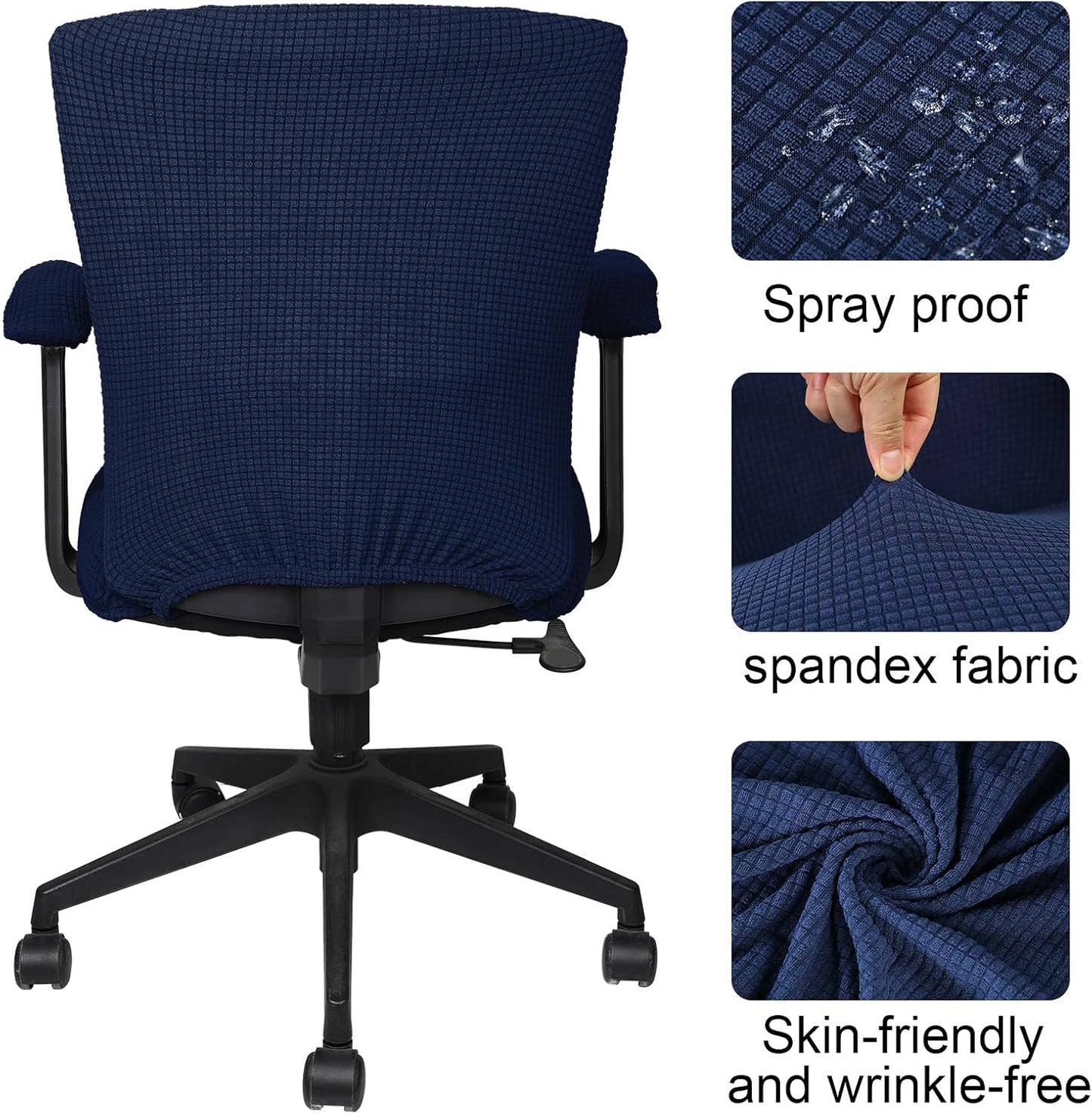 Tallew 4 Pcs Office Chair Covers Set Computer Universal Protective Stretchable Chair Seat Covers Desk Armrest Slipcovers Pads Office Cushion Backrest for Rotating (XL,Silver Gray)