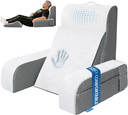 Kayfia Reading Pillow, Gel Memory Foam Back Rest Pillow, 19", Gray