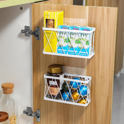 YIGII 3 Pack Adhesive Cabinet Organizer - Pantry Door Organizer Bin Holder for Tupperware Lid Kitchen, Black Stainless Steel