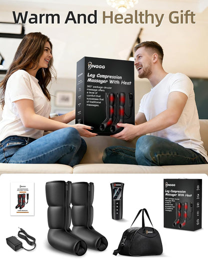 YINGGG Leg Compression Massager with Heat, Foot & Calf Massager Boots for Circulation, Professional Sequential Compression Boots with 6 Modes, 6 Intensities, 3 Heat-M03