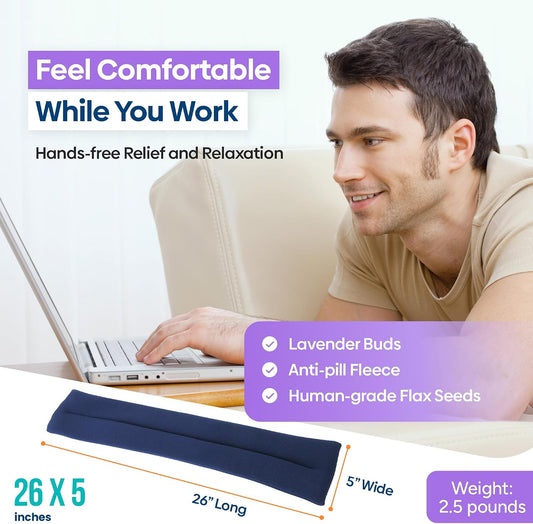SunnyBay Microwavable Heating Pads, Microwavable Moist Heated Neck and Shoulder Wrap, Versatile Weighted Beanbag Cold Pack or Warm Compress, 2.2 lbs, 26x4 Inches, Navy Blue