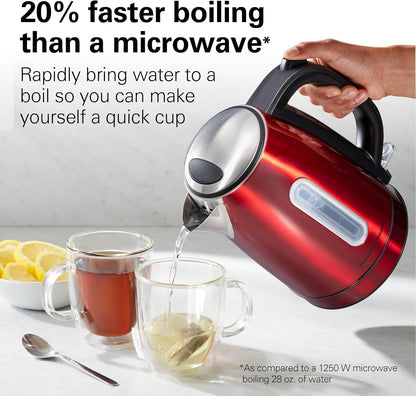 Hamilton Beach 1.7 Liter Electric Tea Kettle, Water Boiler & Heater | Fast Boiling 1500 Watts | BPA Free | Cordless Serving | Auto-Shutoff & Boil-Dry Protection | LED Light Ring | Stainless Steel