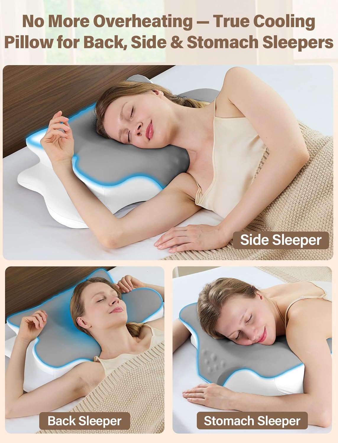 Cervical Neck Pillow for Pain Relief – Ergonomic Memory Foam Pillow for Side Sleeper Contour Orthopedic Bed Pillow for Neck Support with Cooling Cover – Ideal Christmas Birthday Gift for Women Men