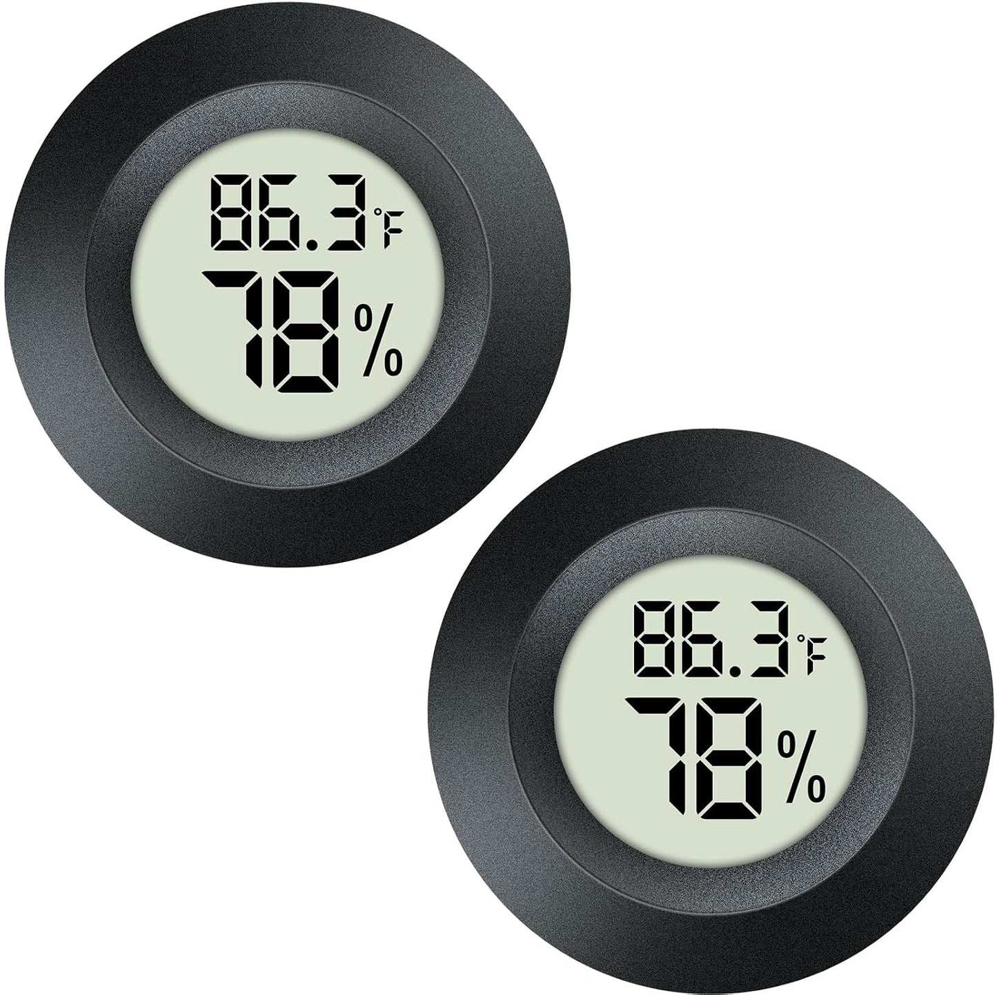 2 Pack Hygrometer Thermometer Mini Digital LCD Monitor Indoor/Outdoor Humidity Meter Gauge Temperature for Humidifiers Dehumidifiers Greenhouse Reptile Humidor Fahrenheit/Celsius(℉/℃) by QPEUIM
