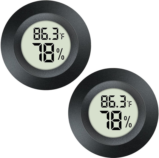 2 Pack Hygrometer Thermometer Mini Digital LCD Monitor Indoor/Outdoor Humidity Meter Gauge Temperature for Humidifiers Dehumidifiers Greenhouse Reptile Humidor Fahrenheit/Celsius(℉/℃) by QPEUIM