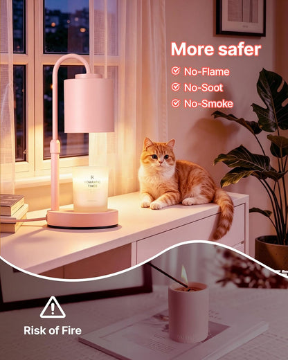 CASTLELIFE Dimmable Candle Warmer Lamp with Timer, Height Adjustable Candle Warmer for Jar Candles, Electric Wax Melt Warmer for Home Decor House Warming Gifts, Birthday Gifts for Women, Black Clear