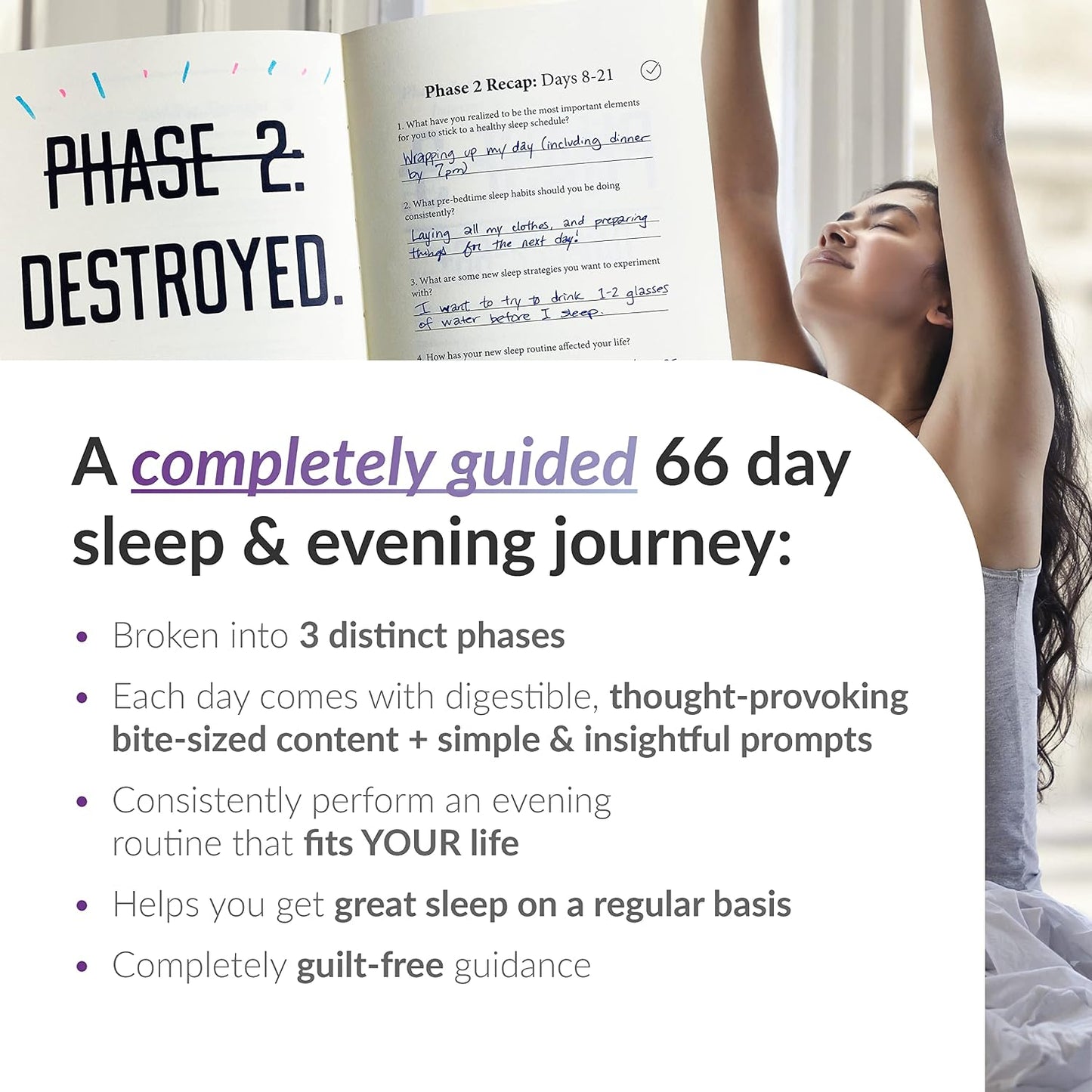 Habit Nest Sleep & Evening Routine Sidekick Journal A journal that coaches you through maximizing sleep quality & building a nightly routine that improves your quality of life.