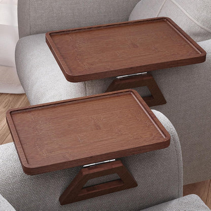 2 Pack Bamboo Couch Arm Tray,Folding Sofa Armrest Table（Natural） | Clip-On Couch Desk,Foldable, high load-bearing, Non-slip, no assembly，easy to wipe clean，Natural bamboo,Gift box