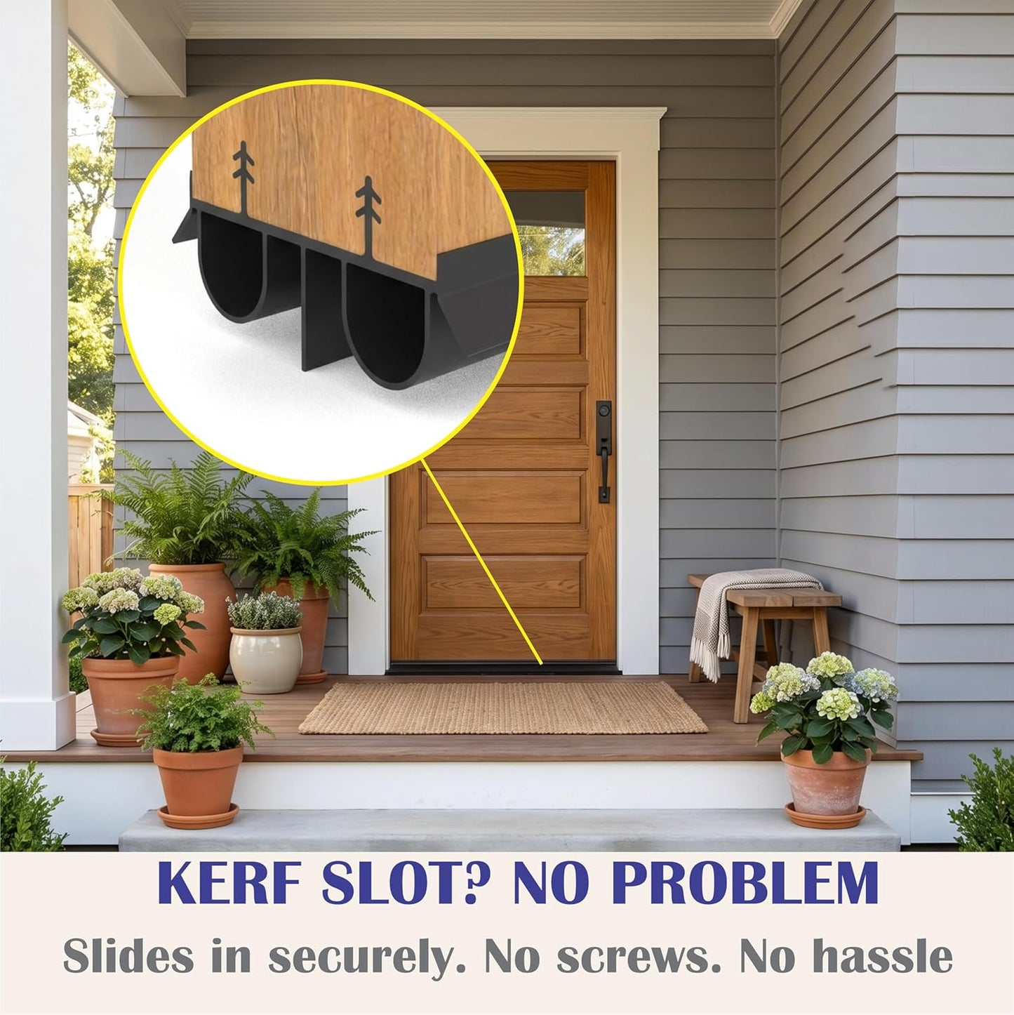 Exterior Door Sweep [2 Pack] – 36 Inch Kerf Weather Stripping with Dual Air Tube Seal & Vinyl Fins | Under Door Bottom Seal Strip for Exterior Doors with Kerf Track | Quiet & Tight Fit