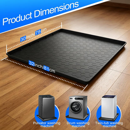 Silicone Washing Machine Drain Pan, 32"x 30" Raised Edge Drip Tray | Thickened silicone; Anti-slip & anti-vibration; Soft & foldable; Protect floors & laundry rooms; Fits most washer or dryer