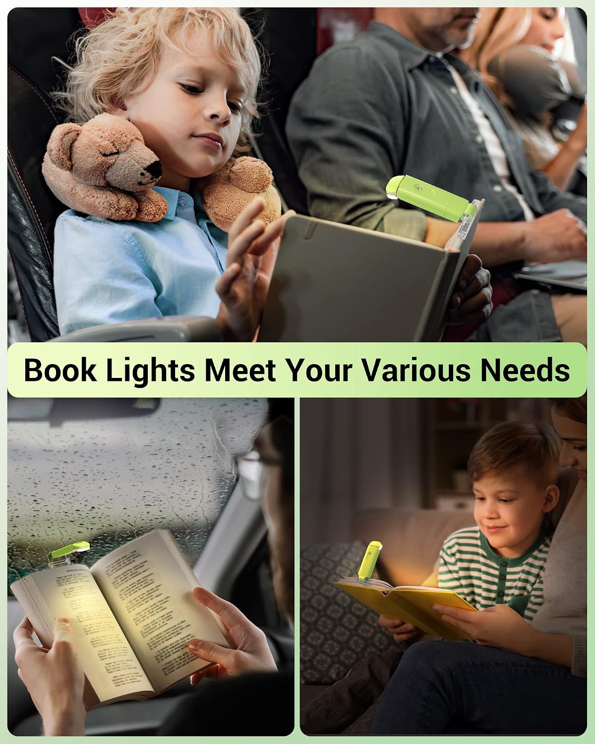 DEWENWILS USB Rechargeable Book Reading Light, 3000K Warm White, Brightness Adjustable Clip on LED Bookmark Lamp at Night in Bed, Portable Booklight for Bookworms, Kids