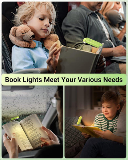 DEWENWILS USB Rechargeable Book Reading Light, 3000K Warm White, Brightness Adjustable Clip on LED Bookmark Lamp at Night in Bed, Portable Booklight for Bookworms, Kids