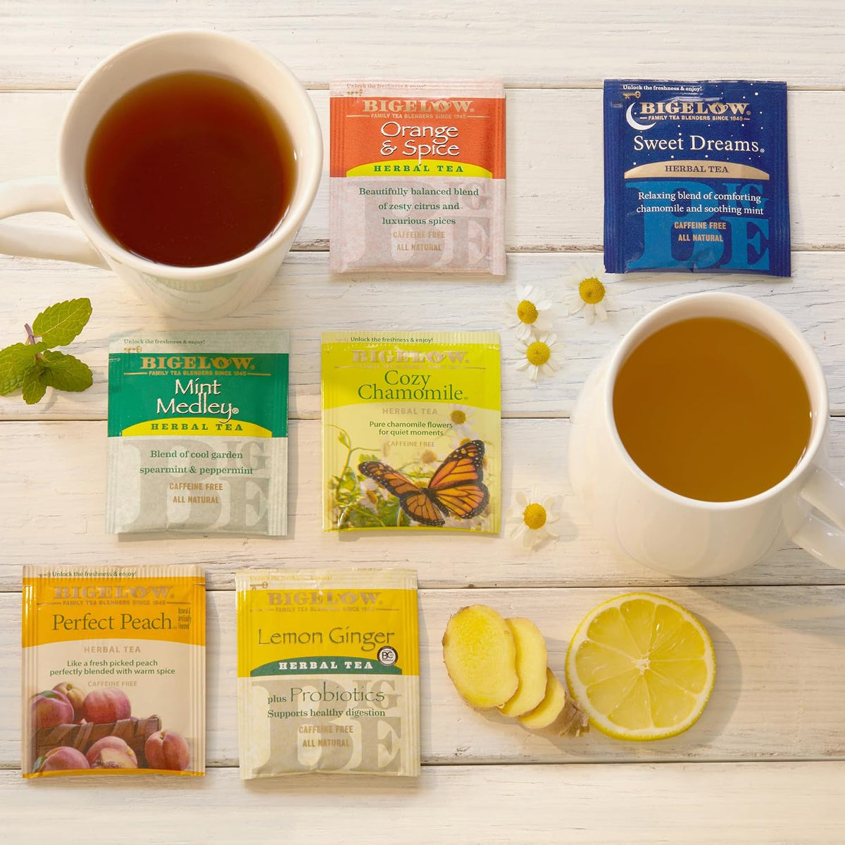 Bigelow Tea, Caffeine Free, 6 Flavor Herbal Tea Variety Pack, Pack of 6