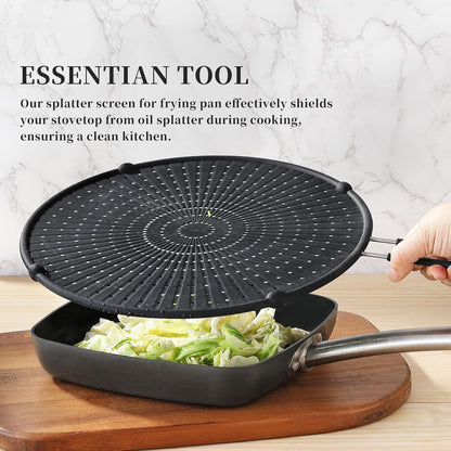 Silicone Splatter Screen for Frying Pan,Grease Splatter Guard,Heat-Resistant Splatter Guards for Cooking,Dishwasher Safe (9.8", 11.4", 13")